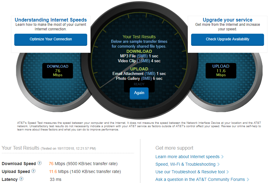 AXfinity Internet Speed Test on Desktop