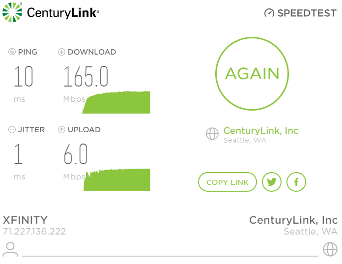 CenturyLink Internet Speed Test on Desktop ACenturyLink Internet Speed Test on Desktop