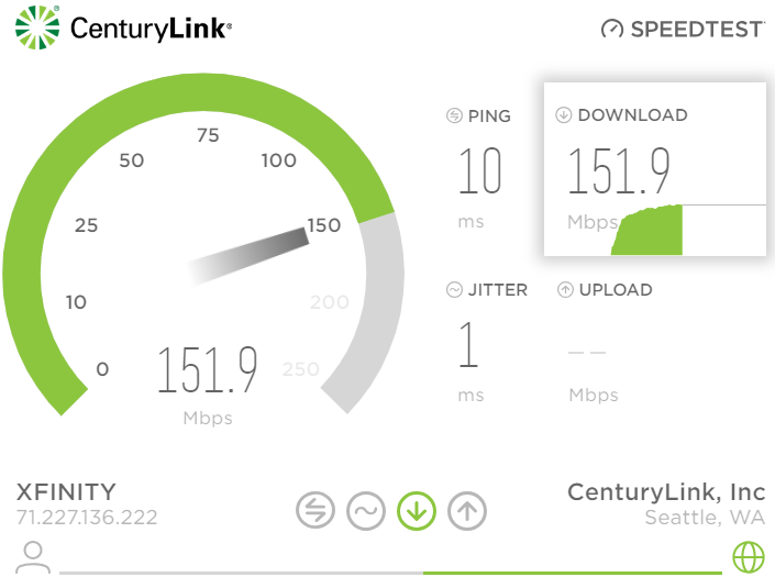 CenturyLink Speed Test on Desktop ACenturyLink Speed Test on Desktop