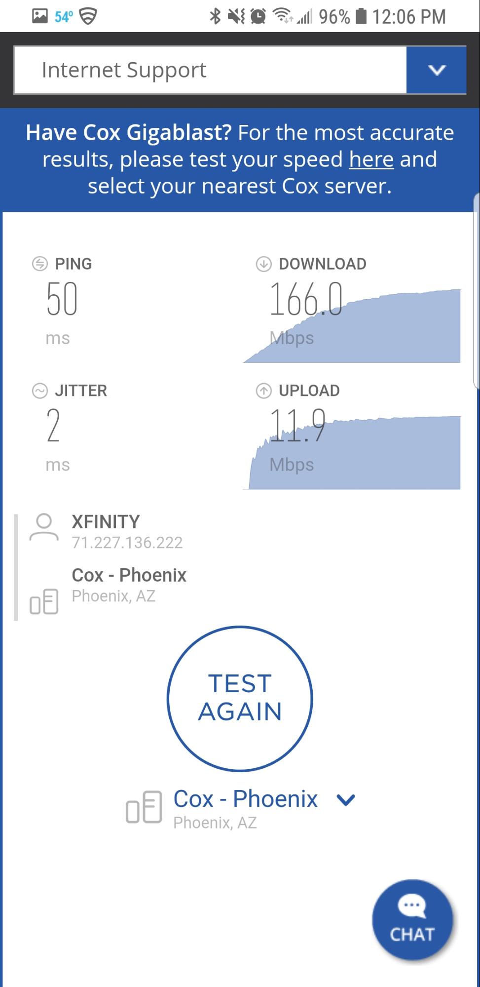 COX Internet Speed Test on Mobile ACOX Internet Speed Test on Mobile