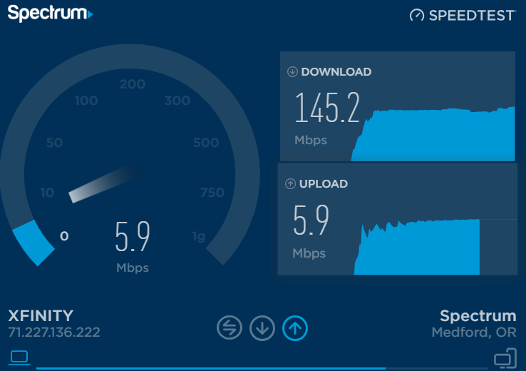 Spectrum Speed Test on Desktop ASpectrum Speed Test on Desktop