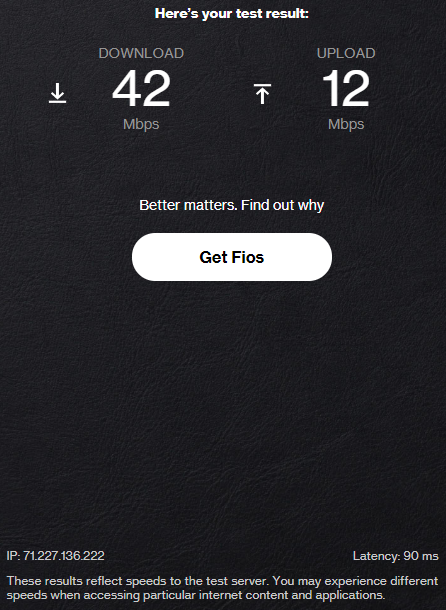 AVerizon Internet Speed Test on Desktop